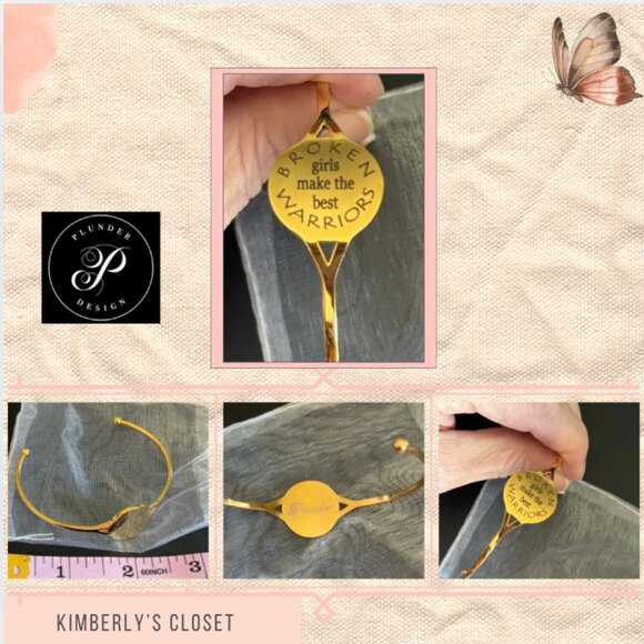 Plunder Designs "Broken Girls Make the Best Warriors" Bangle Bracelet - Picture 2 of 4